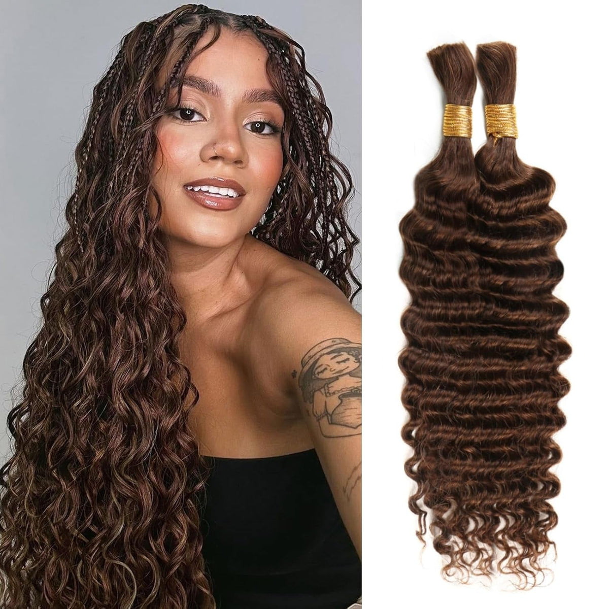 Miracle On Going Deep Wave Bulk Hair For Braiding #4 Color 16-20"
