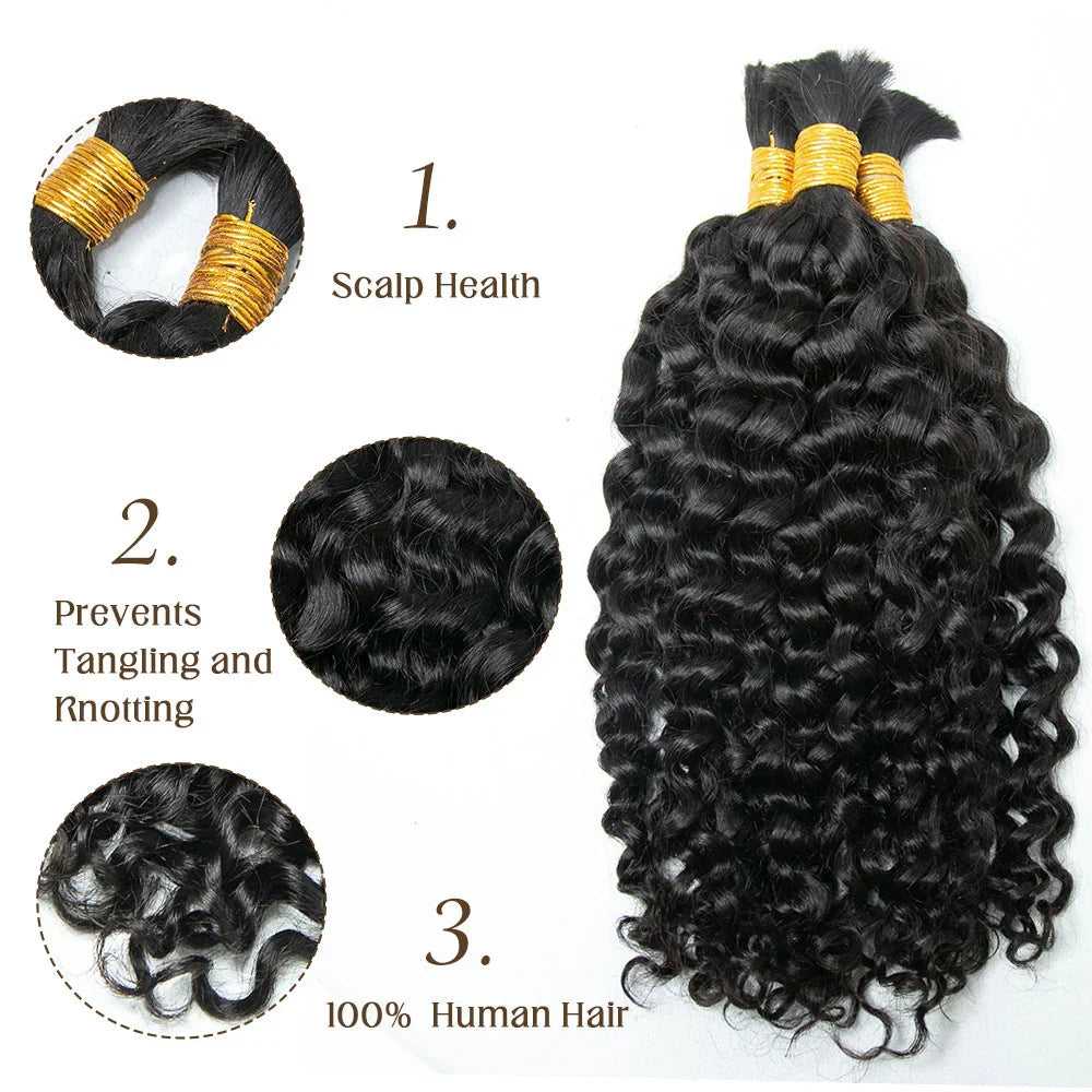 Miracle On Going Water Wave Bulk Hair For Braiding #1B Natural Black