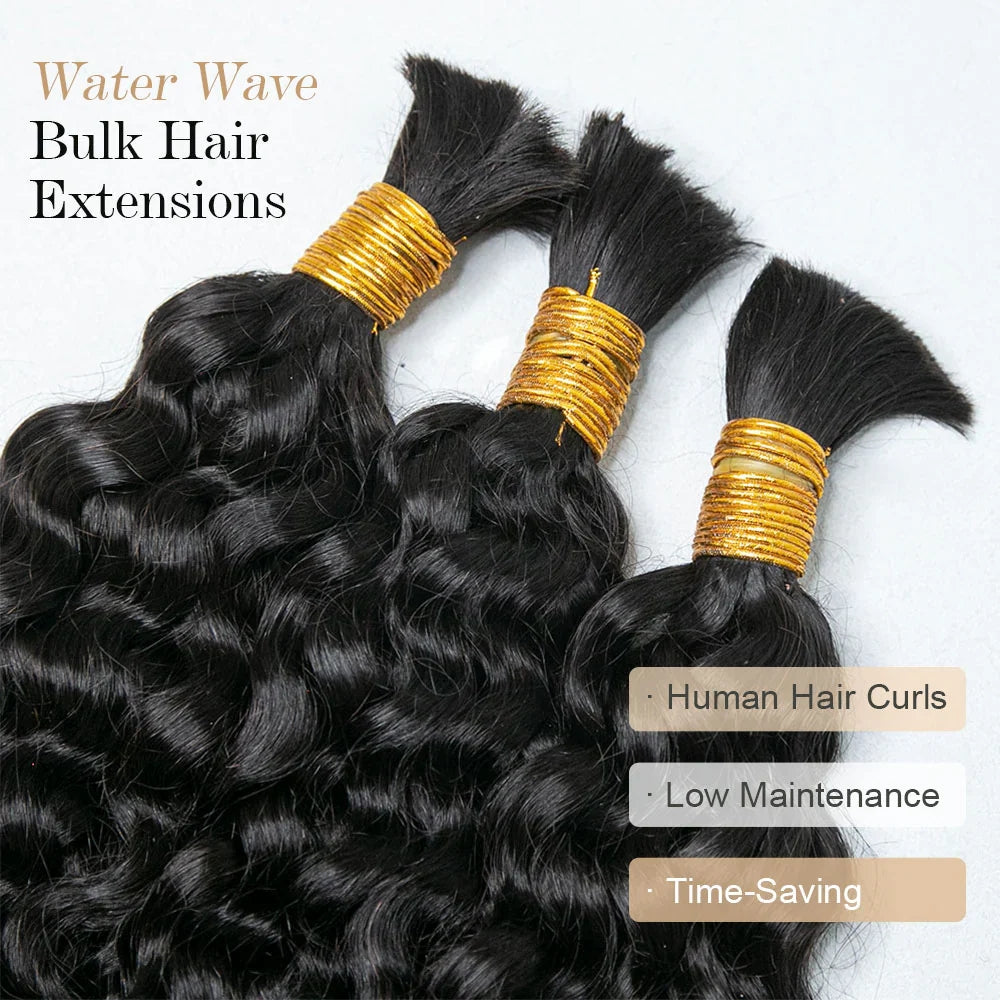 Miracle On Going Water Wave Bulk Hair For Braiding #1B Natural Black