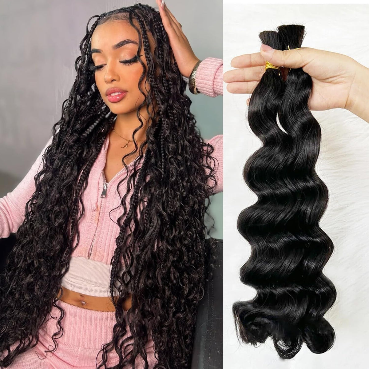 Miracle On Going Loose Wave Bulk Hair For Braiding #1B Natural Black