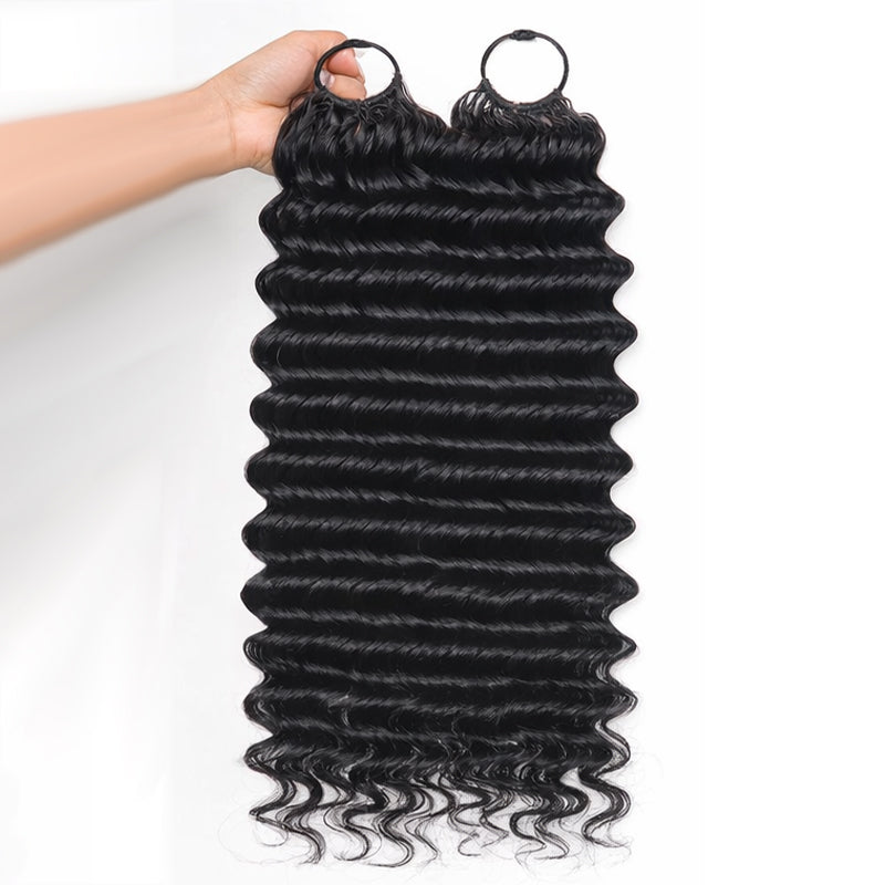 Miracle On Going Miracle Knots Human Feather Crochet Hair Deep Wave with No Spiral Ends - Pre-Separated Knotless Crochet Braids for Seamless Blending