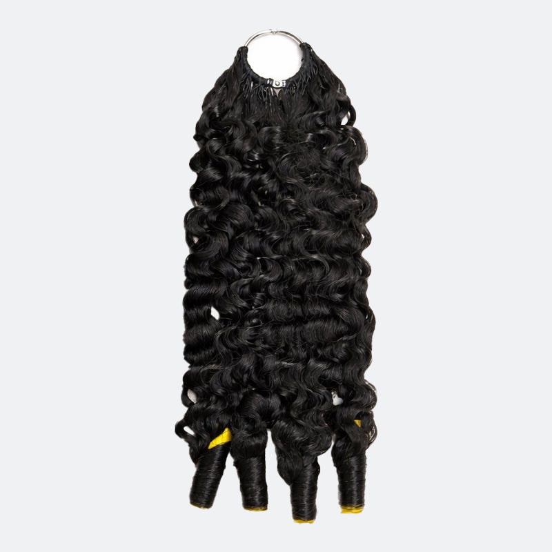 Miracle On Going Miracle Knots Human Feather Crochet Hair Burmese Curly - Pre-Separated Knotless Crochet Braids for Seamless Blending