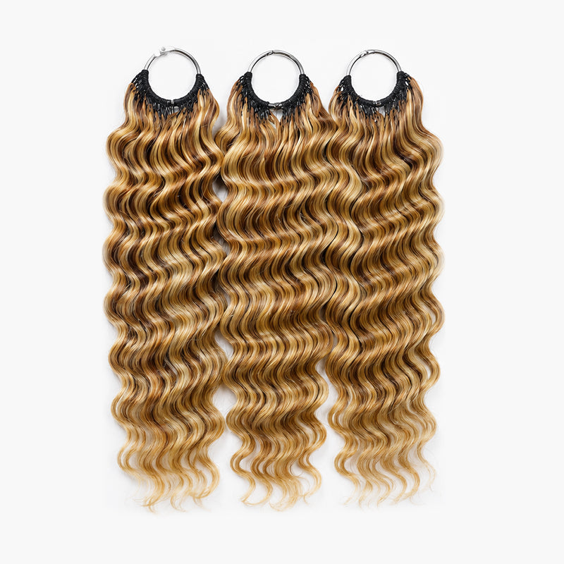 Miracle On Going Miracle Knots Human Feather Crochet Hair Deep Wave with No Spiral Ends - Pre-Separated Knotless Crochet Braids for Seamless Blending #P4/27/613