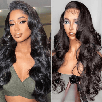 HD Lace Frontal Wigs 13x6 Body Wave Human Hair Wigs 250% Density #1B Natural Color