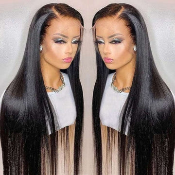 HD Lace Frontal Wigs 13x6 Straight Human Hair Wigs 250% Density #1B Natural Color