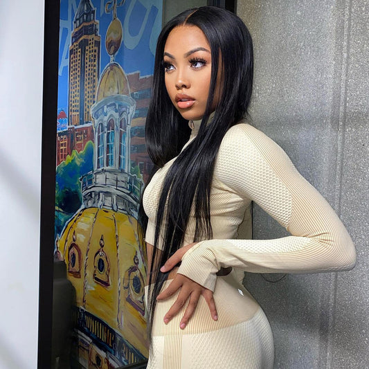 HD Lace Frontal Wigs 13x6 Straight Human Hair Wigs 250% Density #1B Natural Color